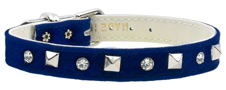 Velvet Crystal And Pyramid Collars Blue 10