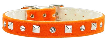 Velvet Crystal And Pyramid Collars Orange 12
