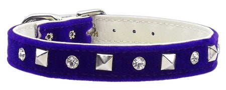 Velvet Crystal And Pyramid Collars Purple 12