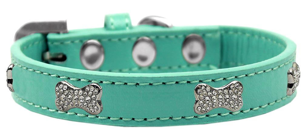 Crystal Bone Premium Dog Collar Aqua Size 10