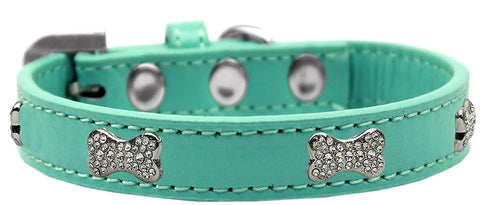 Crystal Bone Premium Dog Collar Aqua Size 12