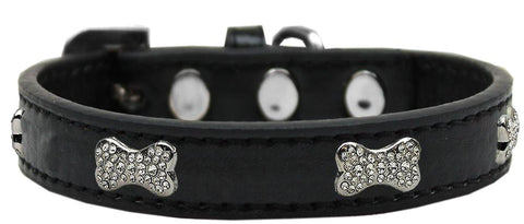 Crystal Bone Premium Dog Collar Black Size 10