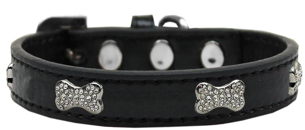 Crystal Bone Premium Dog Collar Black Size 12