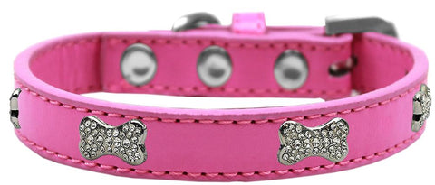 Crystal Bone Premium Dog Collar Bright Pink Size 10