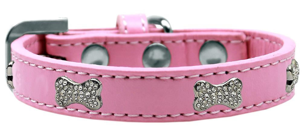 Crystal Bone Premium Dog Collar Light Pink Size 10