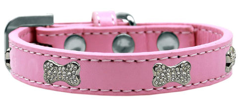 Crystal Bone Premium Dog Collar Light Pink Size 12