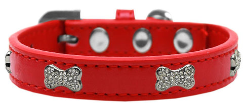 Crystal Bone Premium Dog Collar Red Size 10