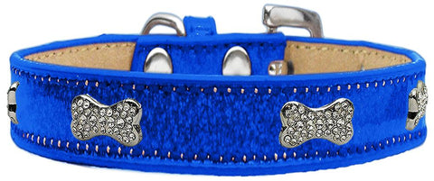 Crystal Bone Dog Collar Blue Ice Cream Size 10