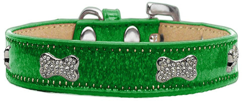 Crystal Bone Dog Collar Emerald Green Ice Cream Size 10