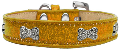 Crystal Bone Dog Collar Gold Ice Cream Size 18