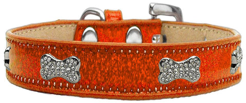 Crystal Bone Dog Collar Orange Ice Cream Size 10