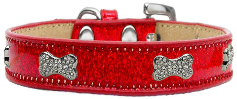 Crystal Bone Dog Collar Red Ice Cream Size 10