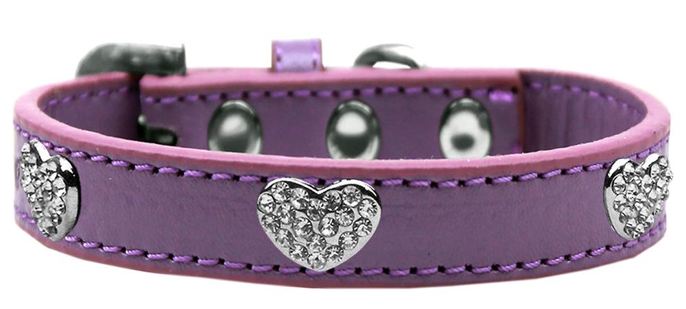 Crystal Heart Dog Collar Lavender Size 18