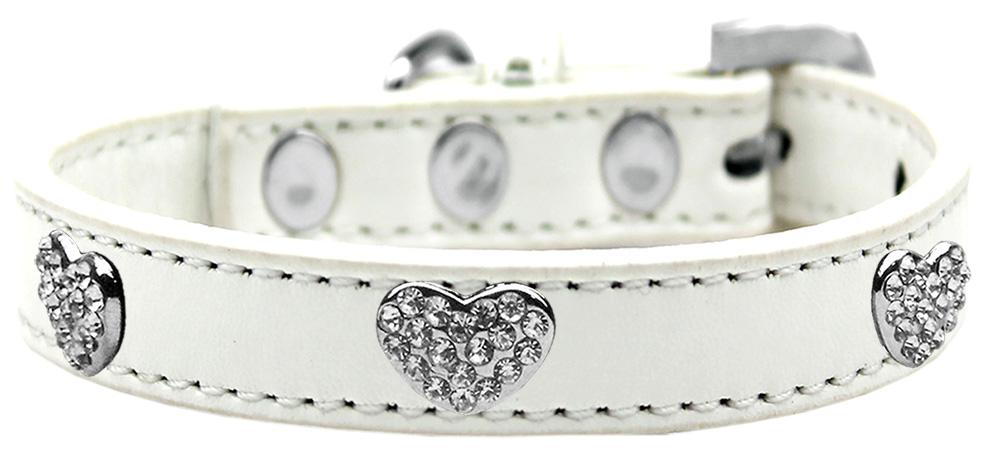 Crystal Heart Dog Collar White Size 10