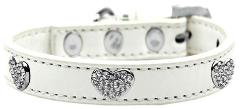 Crystal Heart Dog Collar White Size 12