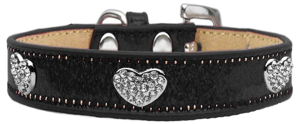 Crystal Heart Dog Collar Black Ice Cream Size 10