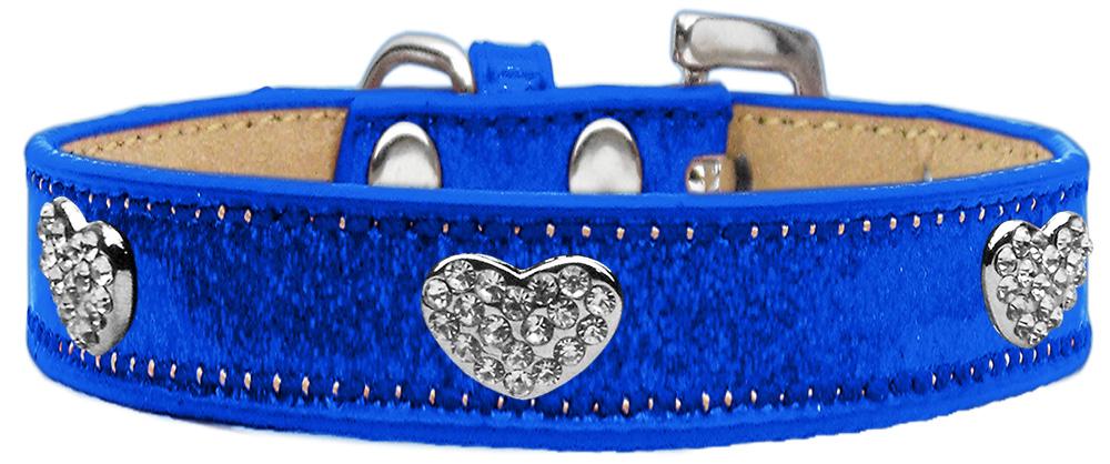 Crystal Heart Dog Collar Blue Ice Cream Size 12