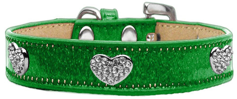 Crystal Heart Dog Collar Emerald Green Ice Cream Size 12