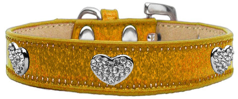 Crystal Heart Dog Collar Gold Ice Cream Size 10