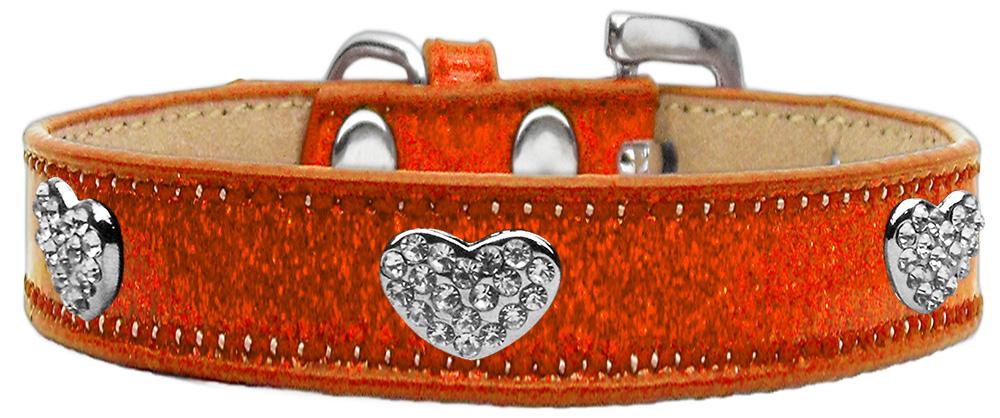 Crystal Heart Dog Collar Orange Ice Cream Size 12