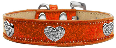 Crystal Heart Dog Collar Orange Ice Cream Size 16