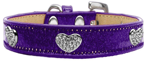 Crystal Heart Dog Collar Purple Ice Cream Size 10