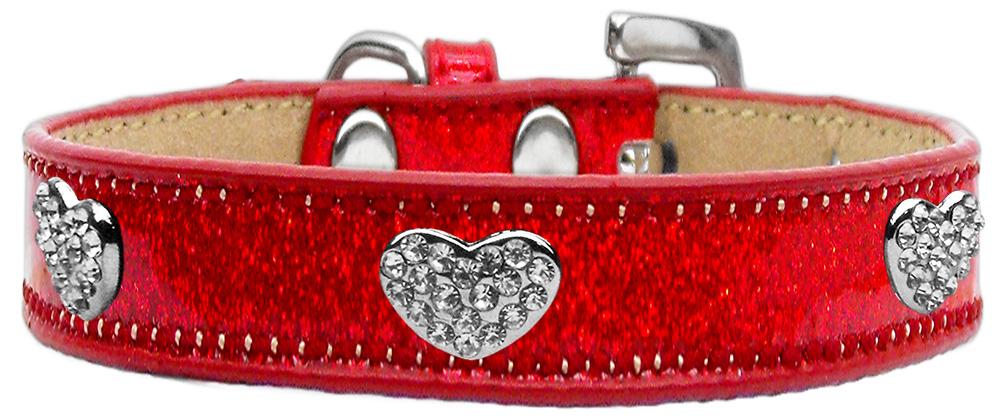 Crystal Heart Dog Collar Red Ice Cream Size 14