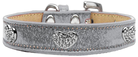 Crystal Heart Dog Collar Silver Ice Cream Size 10