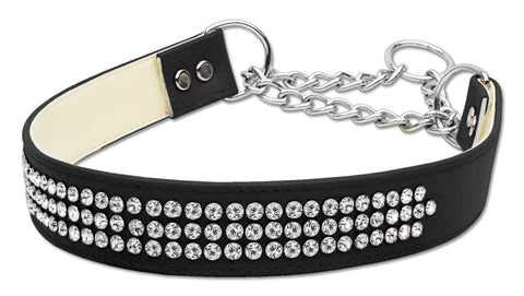 Martingale 3 Row Crystal Collar Black Large