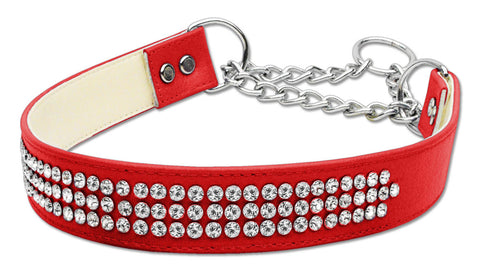 Martingale 3 Row Crystal Collar Red Large