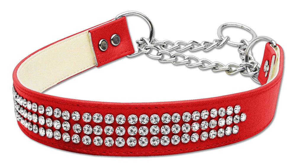 Martingale 3 Row Crystal Collar Red Medium