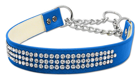 Martingale 3 Row Crystal Collar Blue Small