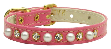 3-8" Pearl And Clear Crystals Collar Pink 10