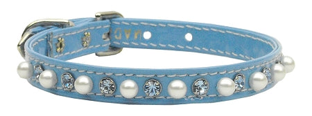 Patent 3-8" Pearl And Crystal Collars Baby Blue 10