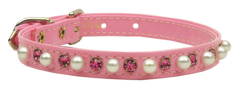 Patent 3-8" Pearl And Crystal Collars Pink 14