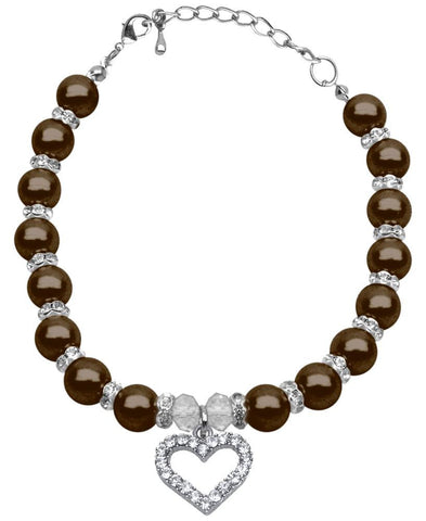 Heart and Pearl Necklace Chocolate Md (8-10)