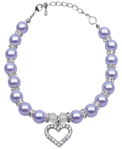 Heart and Pearl Necklace Lavender Sm (6-8)