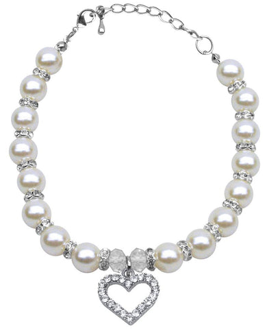 Heart And Pearl Necklace White Sm (6-8)