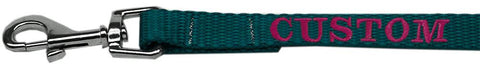 Custom Embroidered Made In The Usa Nylon Pet Leash 5-8in By 4ft Teal