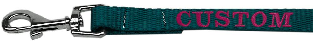 Custom Embroidered Made In The Usa Nylon Pet Leash 5-8in By 6ft Teal