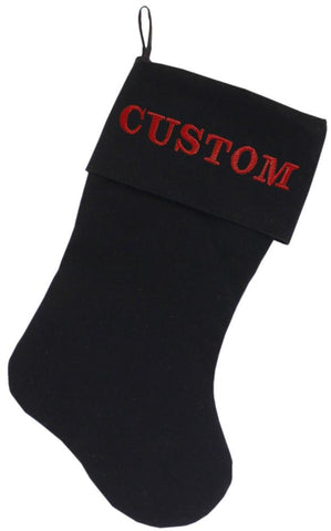 Custom Embroidered Velvet 18 Inch Made In The Usa Christmas Stocking Black