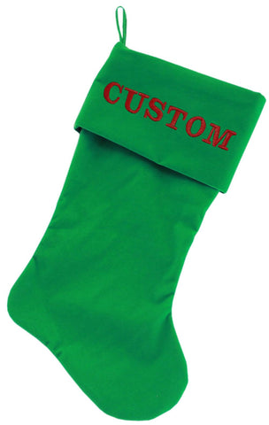 Custom Embroidered Velvet 18 Inch Made In The Usa Christmas Stocking Green