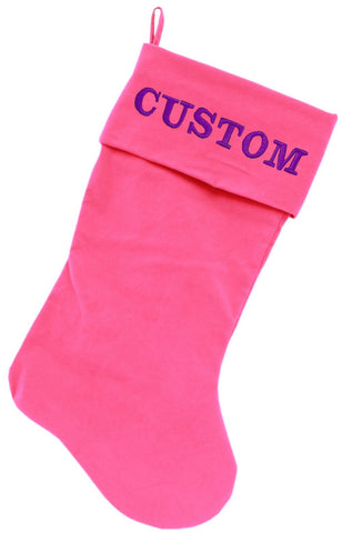 Custom Embroidered Velvet 18 Inch Made In The Usa Christmas Stocking Pink