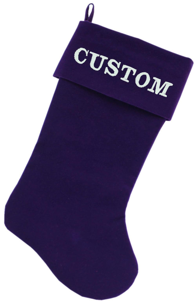 Custom Embroidered Velvet 18 Inch Made In The Usa Christmas Stocking Purple