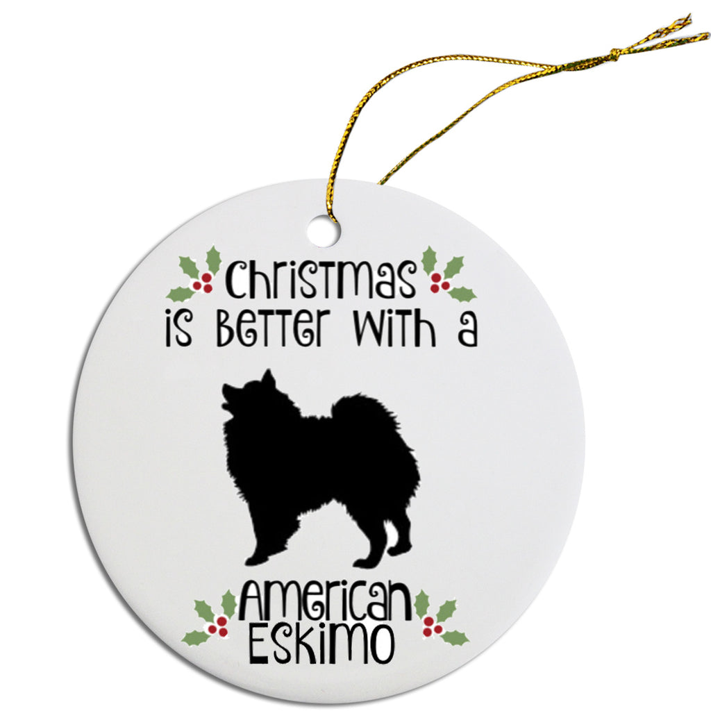 Breed Specific Round Christmas Ornament American Eskimo