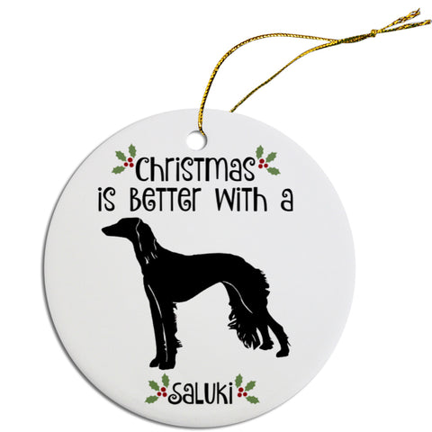 Breed Specific Round Christmas Ornament Saluki