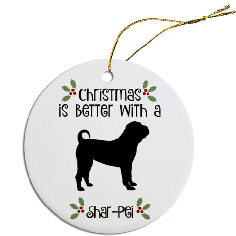 Breed Specific Round Christmas Ornament Shar-pei