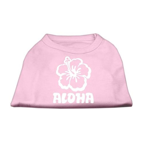 Aloha Flower Screen Print Shirt Light Pink XS (8)