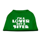 I'm a Lover not a Biter Screen Printed Dog Shirt Emerald Green Sm (10)