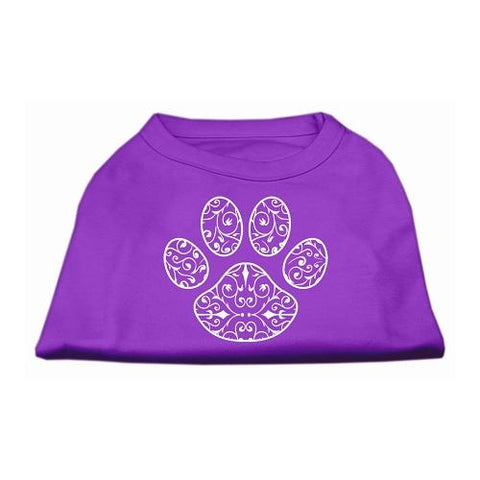 Henna Paw Screen Print Shirt Purple Med (12)